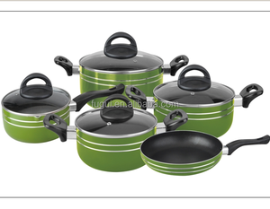 Set di pentole antiaderenti pressate in alluminio verniciato rosso 9 pezzi 2 orecchie casseruola antiaderente + padella + Set di padelle
