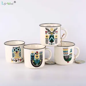 Çay fincanları Minimalist kahve kupalar toptan porselen ucuz toplu satın renk sırlı yeni kemik çin özel Logo özelleştirilmiş 350ml