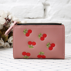Portefeuille à fermeture éclair courte en cuir PU de conception de <span class=keywords><strong>cerise</strong></span> de style de mode pour des femmes, étui de <span class=keywords><strong>porte</strong></span>-carte de <span class=keywords><strong>porte</strong></span>-<span class=keywords><strong>monnaie</strong></span> de dame - Product Image 4