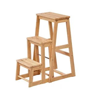 Household Wood Portable Indoor outdoor leiter 3 Steps Ladder