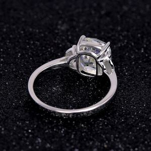 แหวนหมั้น925เงินสเตอร์ลิง3กะรัต4กรงเล็บบดน้ำแข็งตัดลูกบาศก์แหวนเครื่องประดับปรับเซอร์โคเนีย - Product Image 4