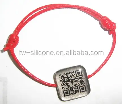 Square Alloy QR Code Bracelet with PU String
