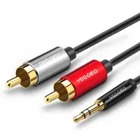 Kabel Audio Stereo untuk Lapisan Emas 2 RCA Pria 2022 Harga Grosir Kualitas Tinggi 2 In 1 3.5Mm Berlapis Emas 20 Buah CE ROHS Polybag