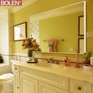 Retângulo prata parede espelho ouro emoldurado grande espelho do banheiro