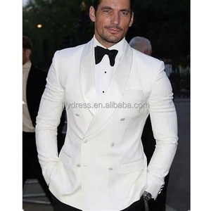 Traje de Etiqueta Blanco LL005 Hecho a Medida para <span class=keywords><strong>Hombre</strong></span>, Esmoquin para Novio, Traje a Medida con Solapa de Chal, <span class=keywords><strong>Trajes</strong></span> de Boda <span class=keywords><strong>Blancos</strong></span> para <span class=keywords><strong>Hombre</strong></span> - Product Image 1
