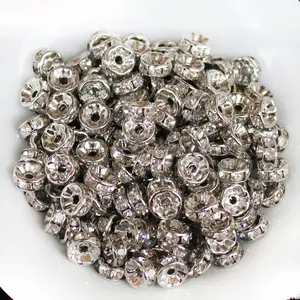 高品质批发4*8毫米电镀透明水钻朗德尔间隔珠珠宝制作