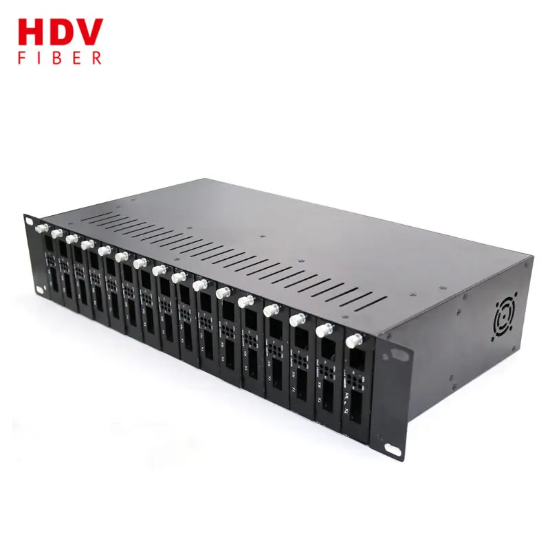 2U 16 slot fiber media converter managed rack mount chassis for standalone media converter