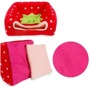 Best cute strawberry cotton soft small dog cat pet bed house