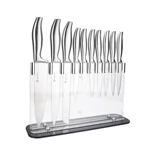 11個Hollow Handle Steel Kitchen Knife Set With Acrylic Block