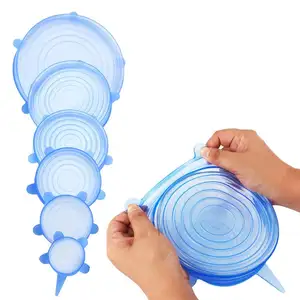 Tampa de silicone elástica, tampa elástica de silicone para armazenamento de alimentos