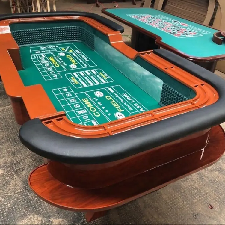 96 Inch Casino Draagbare Professionele Craps Poker Tafel Met Dobbelstenen Rubber Op Beide Uiteinden-Groen Of Blauw Vervangbare Vilt