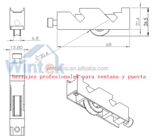 Rodillo de ventana de puerta corredera de aluminio, polea P65 - Product Image 2