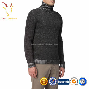 บุรุษฤดูหนาวที่อบอุ่น100%ขนแกะขนยาวเสื้อกันหนาวคอเต่า - Product Image 3