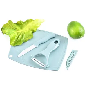 3 Pcs Keramische Fruit Groente Mesje Snijplank Dunschiller Kit Keuken Gadget Fruit Gereedschap Set