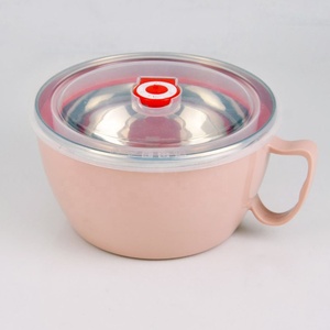 Snack Bowl Noodle Pot Soup Bowl Stainless Steel LeakProof Food Storage Container with Handle and Lid Bento Lunch Box <strong>Ramen</strong> - Product Image 2