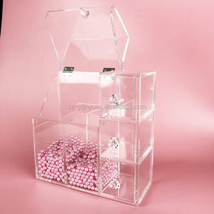 Hộp Đựng Cọ Trang Điểm Bằng Acrylic Trong Suốt Sành Điệu Với Ngọc Trai - Product Image 3