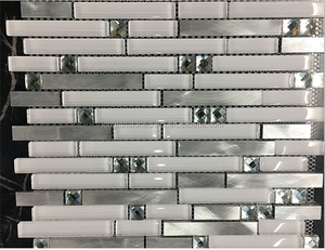 Tuiles en bande de verre super <span class=keywords><strong>blanc</strong></span>, aluminium et métal, mosaïque de verre <span class=keywords><strong>miroir</strong></span> diamant - Product Image 6
