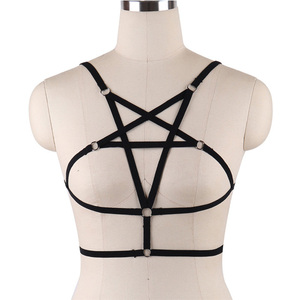 Women Pentagram <strong>Harness</strong> <strong>Bra</strong> Strappy Cage <strong>Bra</strong> Bralette Gothic Hollow <strong>Bra</strong> - Product Image 3
