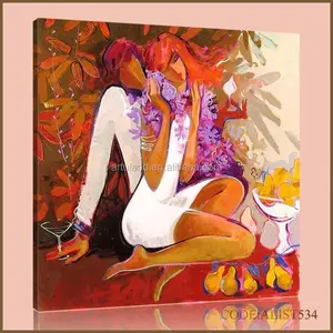 男の子と女の子のピクニックの手描きのホットセール抽象的なホットセックス女性油絵