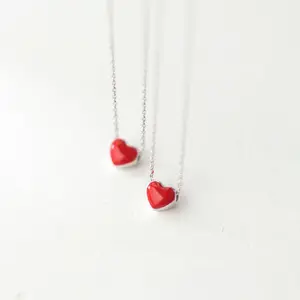 Ожерелье из серебра 925 пробы с красным сердцем