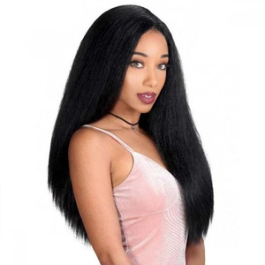 Fábrica precio barato cabello humano luz Yaki recta la peluca delantera de encaje peruano encaje rizado Peluca de pelo recto - Product Image 6