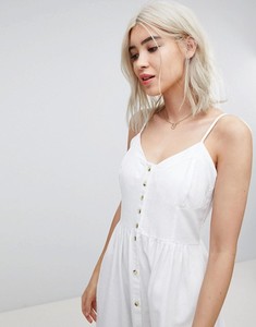 Placchetta con bottone a collo a V a girocollo a vita con spalline regolabili con spalline in <span class=keywords><strong>lino</strong></span> <span class=keywords><strong>bianco</strong></span> abito Casual abiti Casual Sexy - Product Image 2