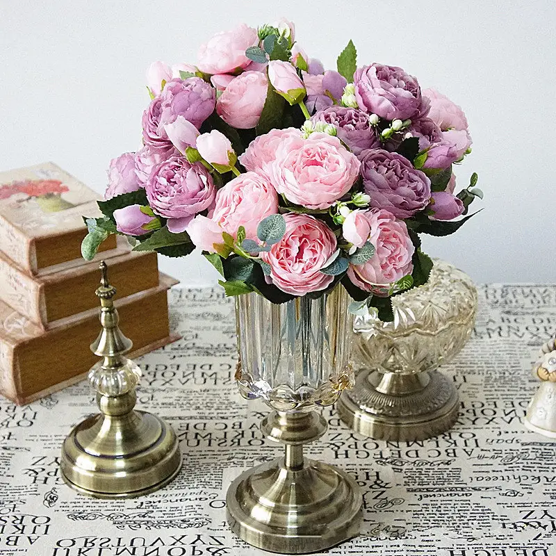 2019 Bella Rosa Peonia Fiori di Seta Artificiale piccolo bouquet flores casa festa di primavera decorazione di cerimonia nuziale mariage Fiore