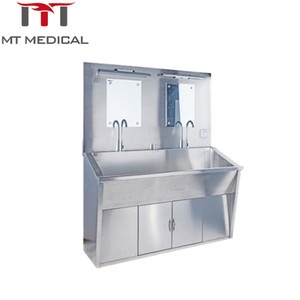 Acero inoxidable médico lavado a través de para uso del Hospital de acero inoxidable quirúrgico lavabo con Sensor grifos y dispensador de jabón - Product Image 4
