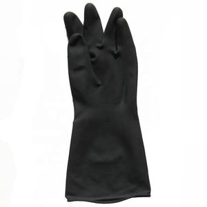 ถุงมือยางแนวอุตสาหกรรมยาว140ก. 35ซม. 14<span class=keywords><strong>นิ้ว</strong></span>สีดำด้านนอกสีส้มด้านในเป็นเพชร - Product Image 4