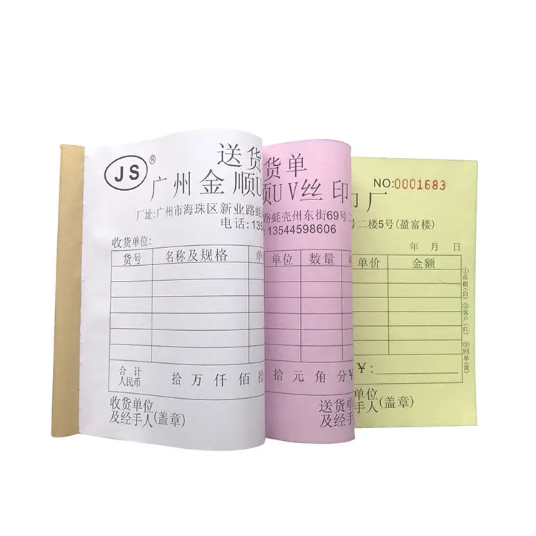 China atacado personalizado receptor livro/invoz/compra contrato livro impressão