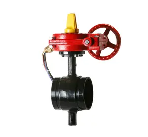 ANSI CLASS150 ductile iron fire hose wafer lug grooved butterfly valve with tamper switch