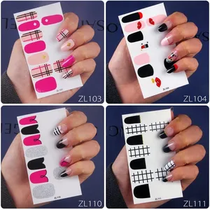Nail Gel Wraps Korea Hot Sale 3d Simple Nail Polish Beautiful Wraps Full Cover Type Gel Nail Stickers