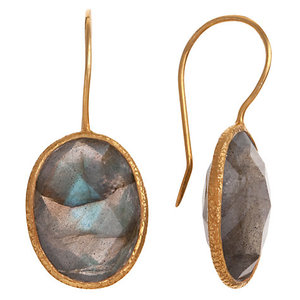 925 naturelle en argent sterling Labradorite pierres précieuses or boucles d'oreilles en vermeil - Product Image 1