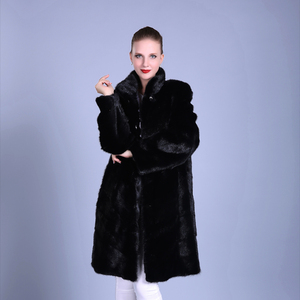 Cappotto Lungo Invernale da <span class=keywords><strong>Donna</strong></span> in Vera Pelliccia di Visone <span class=keywords><strong>Nero</strong></span> Personalizzato - Product Image 2