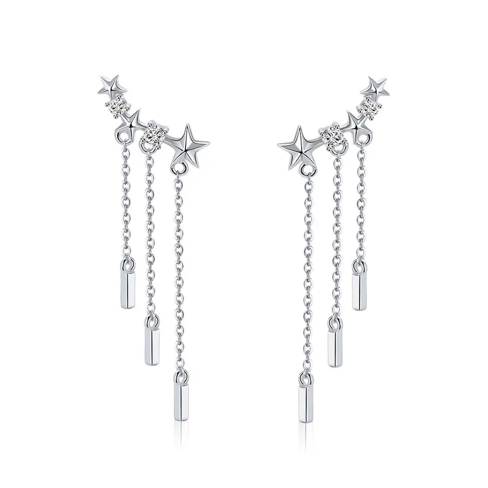 BAGREER SCE399 Star Shaped Earrings Star Shaped Stud Earrings Sterling Silver Color Earring