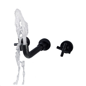 Treo tường 3 Lỗ Màu Đen Rửa Phòng Tắm Lưu Vực Chữ Thập Xử Lý Mixer Vòi Nước - Product Image 2