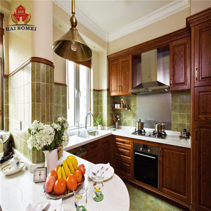 Grosir gambar pencegahan rayap eropa lemari dapur kayu solid lemari dapur - Product Image 4