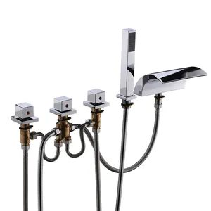 In Ottone massiccio Vasca da <span class=keywords><strong>bagno</strong></span> <span class=keywords><strong>Rubinetto</strong></span> <span class=keywords><strong>con</strong></span> Pull Out Doccia A Mano Testa Diffuso Cascata <span class=keywords><strong>Lavandino</strong></span> Del <span class=keywords><strong>Bagno</strong></span> Rubinetti vasca da <span class=keywords><strong>bagno</strong></span> <span class=keywords><strong>rubinetto</strong></span> - Product Image 1