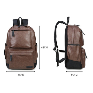 Custom Logo Fashion Waterproof Zipper Closure <strong>Black</strong> Brown Mini School Anti Theft Laptop PU <strong>Leather</strong> <strong>Backpack</strong> - Product Image 6