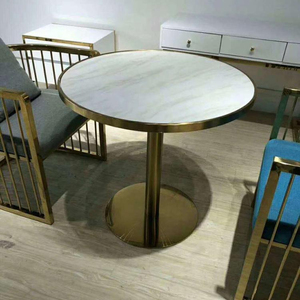 Nóng Bán Vòng Hoặc Vuông Cao Bàn Cà Phê Bistro Cafe Bảng Vàng Cơ Sở Thép Không Gỉ Marble Bảng Nhà Hàng - Product Image 2