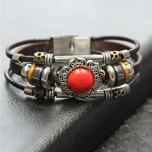 Handgemaakte Gebreide Vintage Accessoires Armband Lederen Armband Sieraden Horloge Sluiting ST020