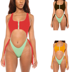 Kunden spezifische Badeanzug einteilige Bade bekleidung mit Reiß verschluss <span class=keywords><strong>Neon</strong></span> <span class=keywords><strong>Bikini</strong></span> - Product Image 2