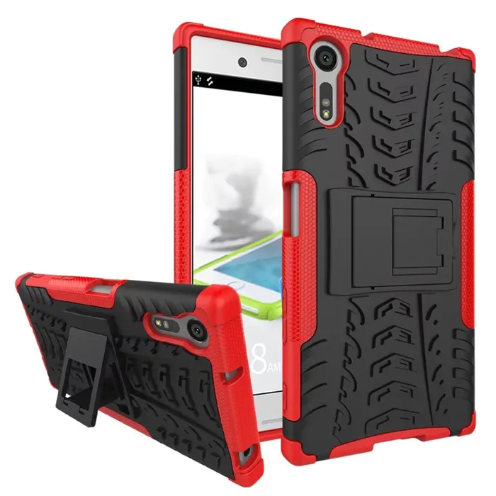 Kickstand Armor Hybrid Silicone Phone Case Back Cover for sony Xperia Xz