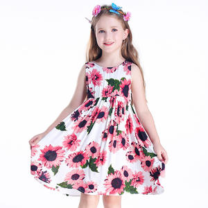 2019 Elegante semplicità sole capretti della stampa del fiore di disegno ultime giardino per bambini spiaggia di stile di vacanza vestito per la ragazza - Product Image 1