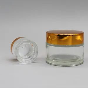 15g 30g 50g vasetti di vetro trasparente con coperchio in oro per l'imballaggio cosmetico