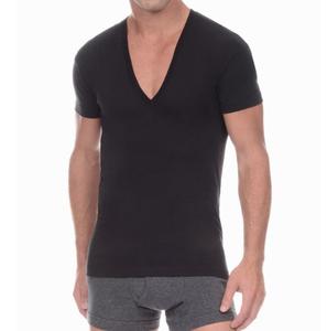 Alta calidad en blanco 95% algodón 5% <span class=keywords><strong>Elastano</strong></span> para hombre ajuste holgado cuello en V profundo camiseta impresión personalizada - Product Image 3