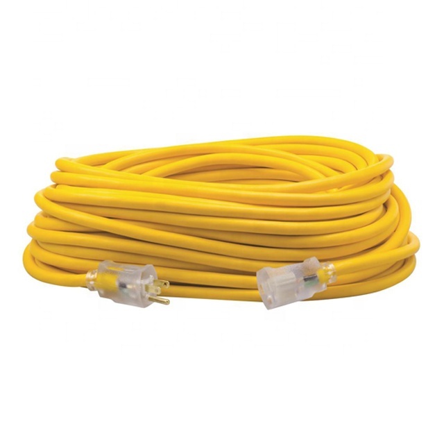 Удлинительный шнур SJTW 12AWG для наружного применения с желтой оболочкой, 50 дюймов, США, NEMA
