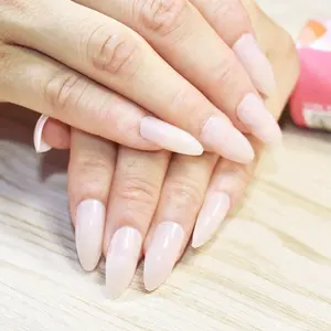 Gewoon Glanzende Ontwerp STILETTO Nep Nagels Tips Clear Beige Punt Curve Lady Fashion Acryl Nagels in OPP zak 79 p