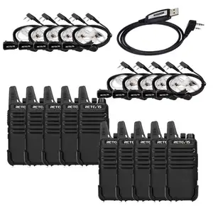 10Pack Retevis RT22 Lange Afstand Walkie Talkies Hand Gratis 2W UHF462-467MHz 16CH 2-Way Radio Met Oortelefoon + Programmeerkabel