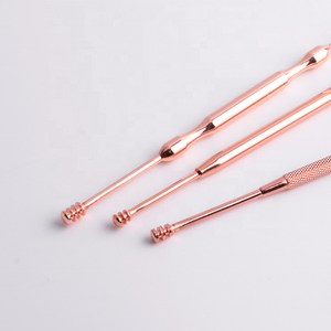 3 uds herramienta limpiadora de oídos Visual de oro rosa 18cm removedor de cera de oído de acero inoxidable con tapones CN USO DE muestra gratis - Product Image 3